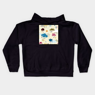 colorful clouds with raindrops Kids Hoodie